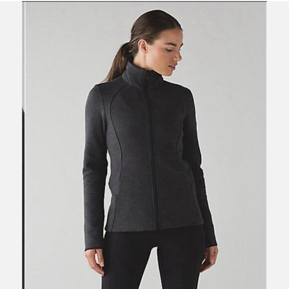 Lululemon Insculpt Scuba Jacket 10 Heathered Charcoal Gray Full Zip Athletic - Picture 1 of 10